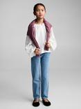 Mango Kids' Paperbag Jeans, Open Blue
