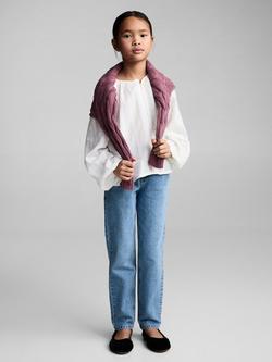 Mango Kids' Paperbag Jeans, Open Blue - view 2, Open Blue