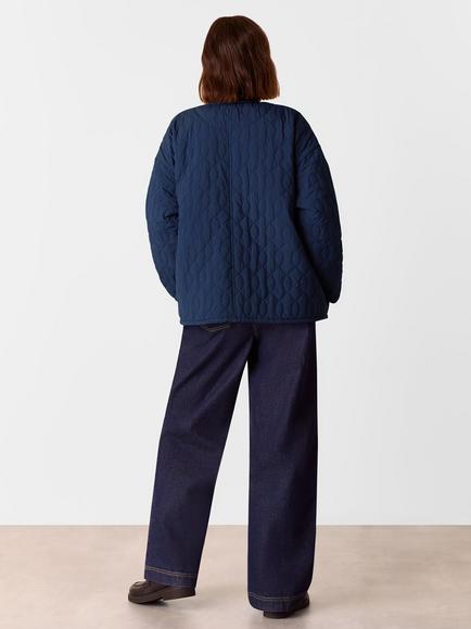 Whistles Nia Drawstring Quilted Jacket, Navy - view 2, Navy