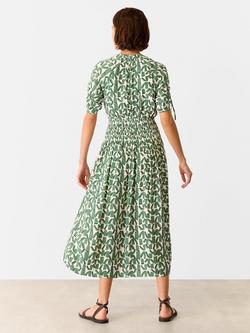 Whistles Abstract Squares Midi Dress, Ivory/Green - view 2, Ivory/Green