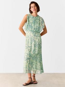Whistles Petite Dashed Brushmarks Midi Dress, Green/Multi, Green/Multi