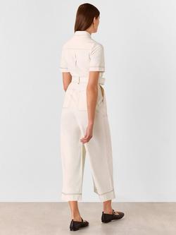 Whistles Denim Pintuck Belted Jumpsuit, Ivory - view 2, Ivory