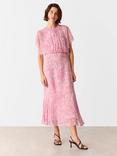 Whistles Dashed Brush Marks Midi Dress, Pink/Multi