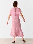 Whistles Dashed Brush Marks Midi Dress, Pink/Multi