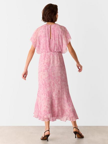 Whistles Dashed Brush Marks Midi Dress - view 2, Pink/Multi