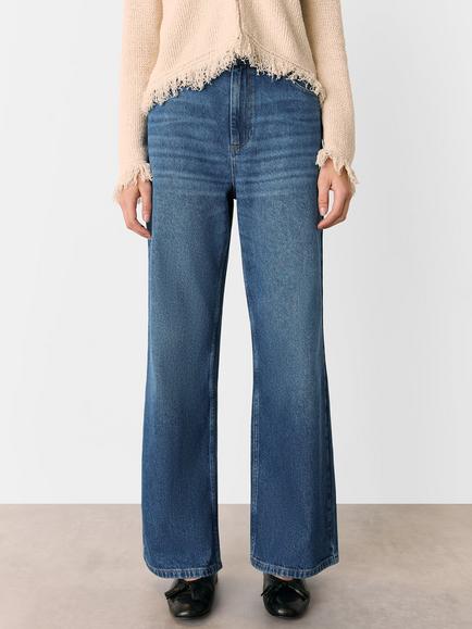 Whistles Pure Cotton Straight Leg Jeans, Blue