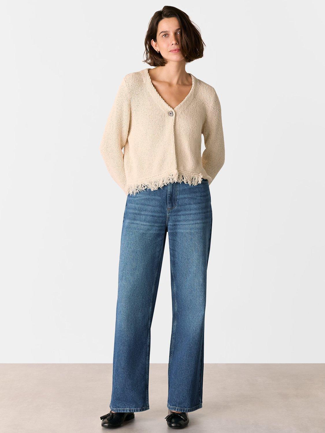 Product image 3 of 5, which shows Whistles Pure Cotton Straight Leg Jeans, Blue, 26