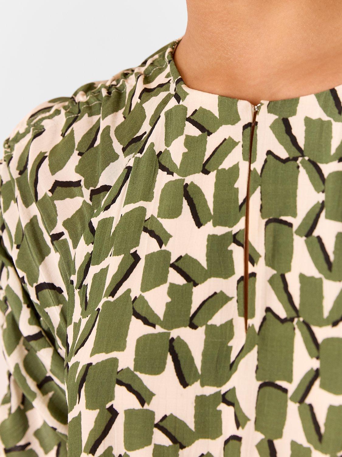 Product image 4 of 6, which shows Whistles Petite Abstract Square Midi Dress, Ivory/Multi, 6