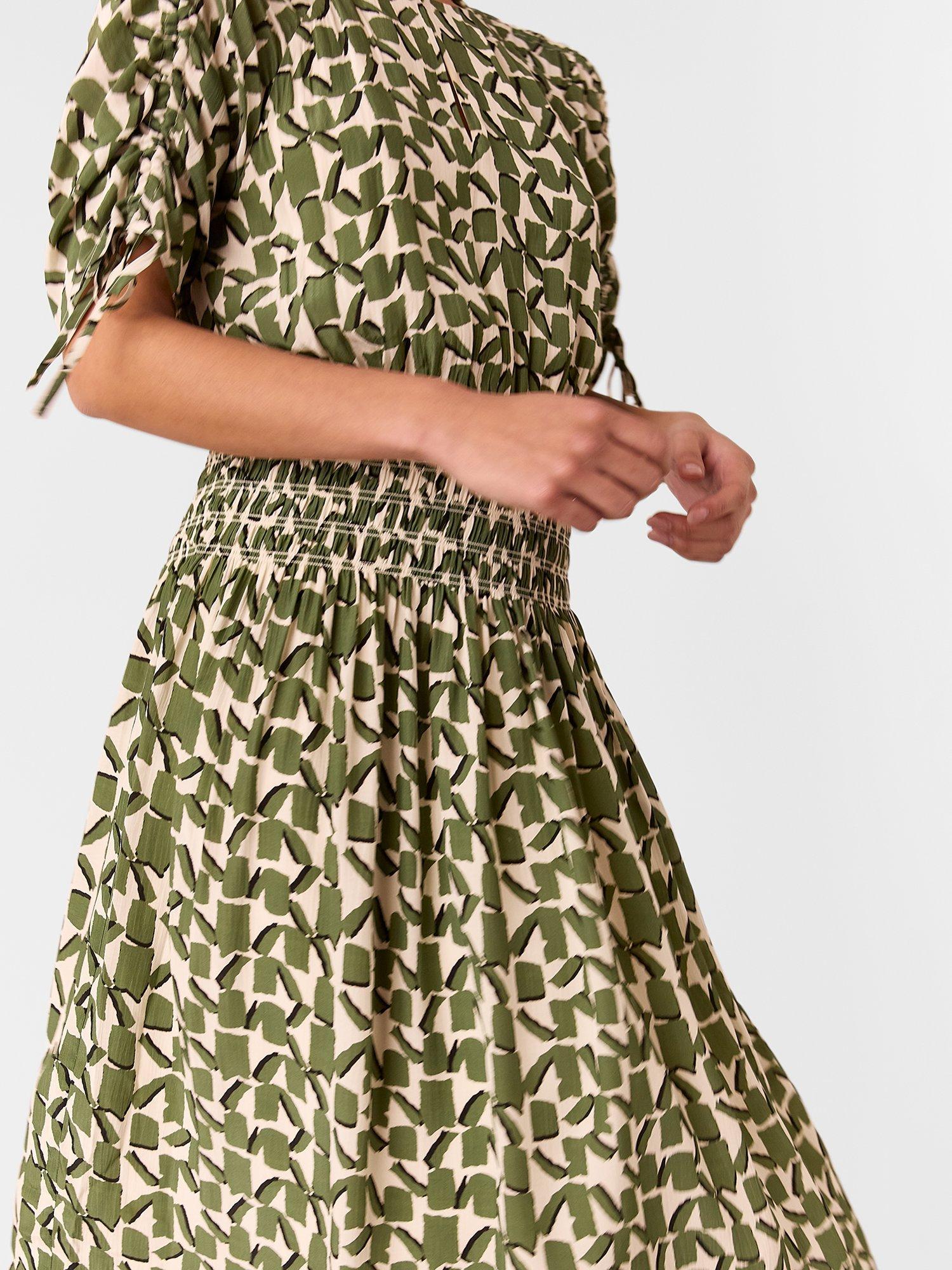 Product image 5 of 6, which shows Whistles Petite Abstract Square Midi Dress, Ivory/Multi, 6