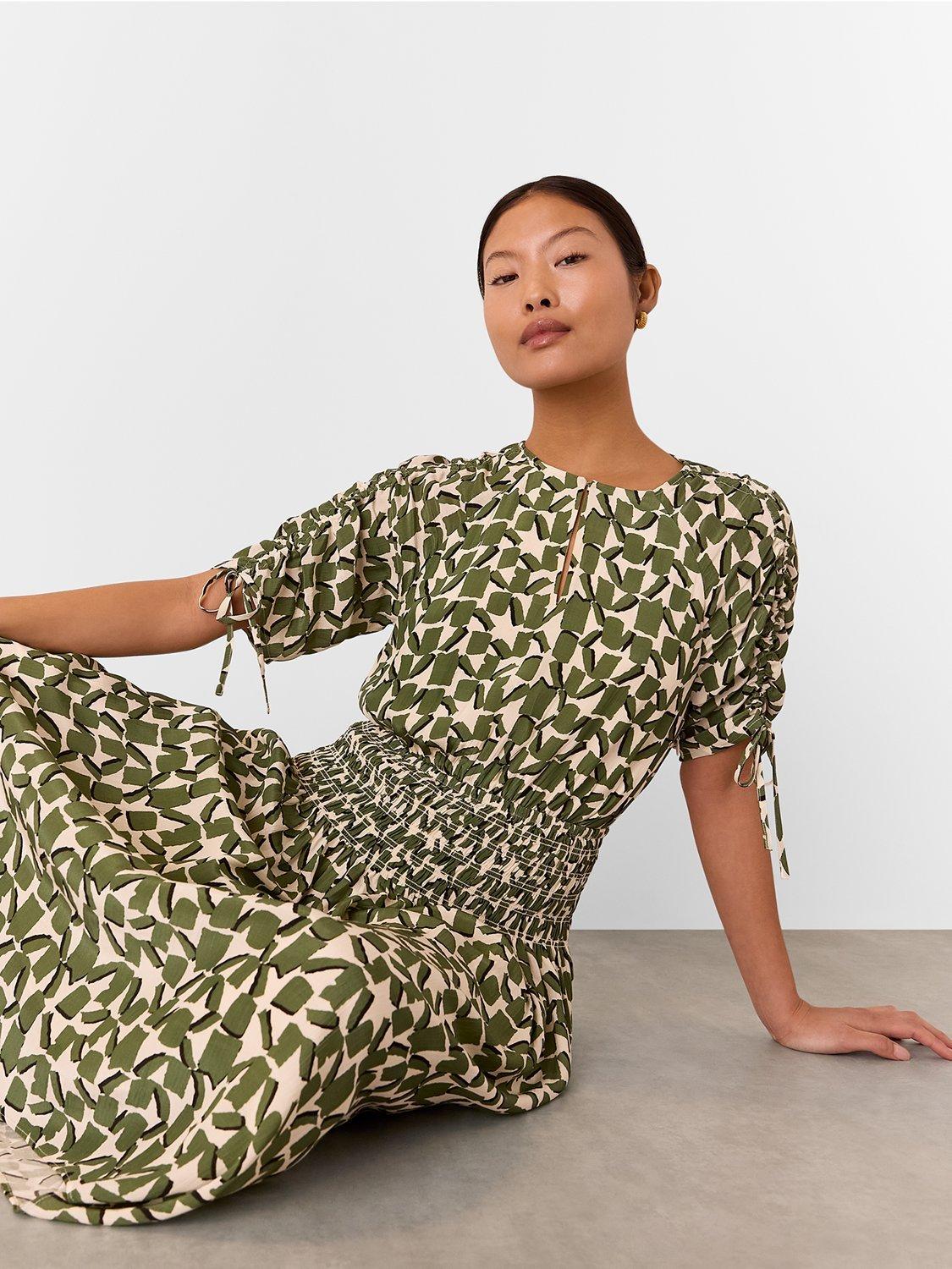 Product image 6 of 6, which shows Whistles Petite Abstract Square Midi Dress, Ivory/Multi, 6