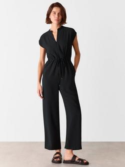 Whistles Petite Sleeveless Drawstring Jumpsuit containing LENZING™ ECOVERO™ Viscose, Black