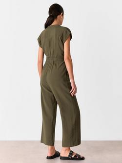 Whistles Petite Sleeveles Jumpsuit containing LENZING™ ECOVERO™ Viscose - view 2, Khaki