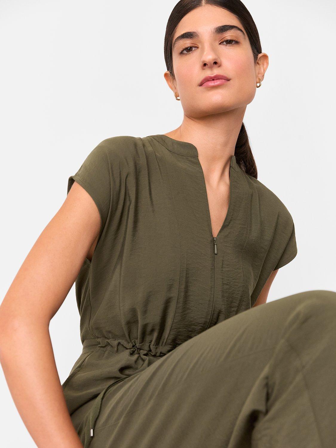 Product image 4 of 5, which shows Whistles Petite Sleeveles Jumpsuit, Khaki, 6