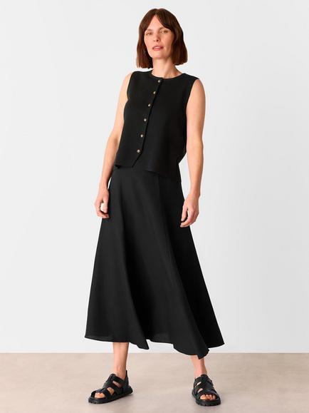 Whistles Lucy Button Front Knit Top, Black