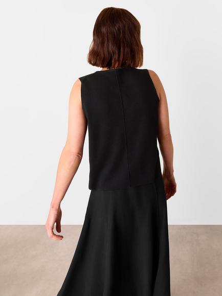 Whistles Lucy Button Front Knit Top - view 2, Black