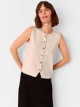 Whistles Lucy Button Front Knit Top, Oatmeal