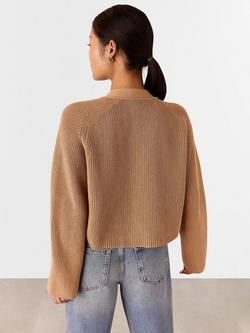 Whistles Petite Nala Ribbed Cardigan - view 2, Camel
