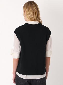 Whistles Pure Wool Sleeveless V-Neck Tank Top - view 2, Black