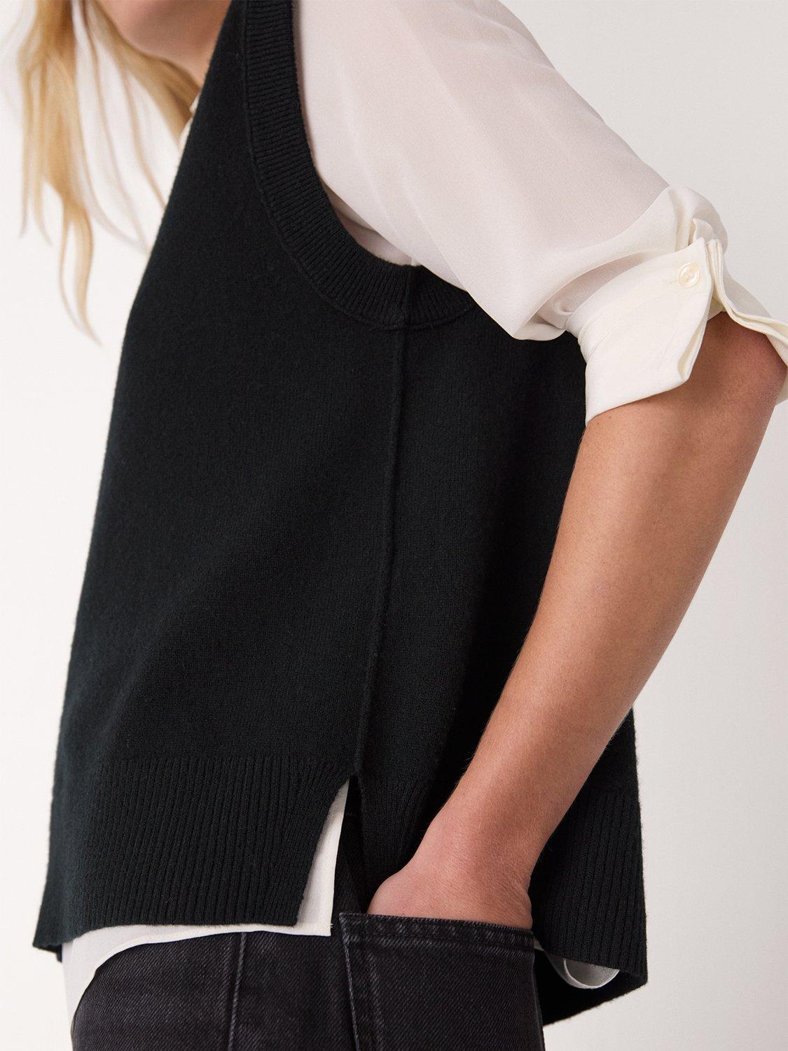 Product image 4 of 6, which shows Whistles Pure Wool Sleeveless V-Neck Tank Top, Black, XS