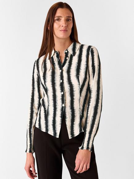 Whistles Hazy Stripe Fitted Shirt, Ivory/Multi, Ivory/Multi