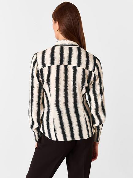 Whistles Hazy Stripe Fitted Shirt, Ivory/Multi - view 2, Ivory/Multi