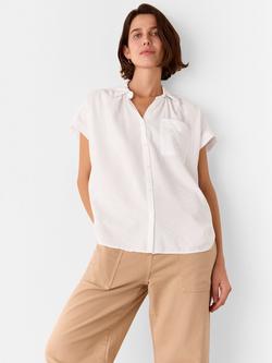 Whistles Nicola Crinkle Short Sleeve Shirt, White, White