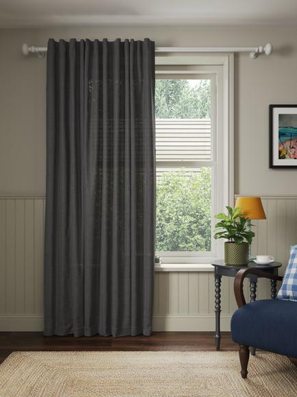 John Lewis Cotton/Linen Hidden Tab Voile Panel - view 2, Light Grey
