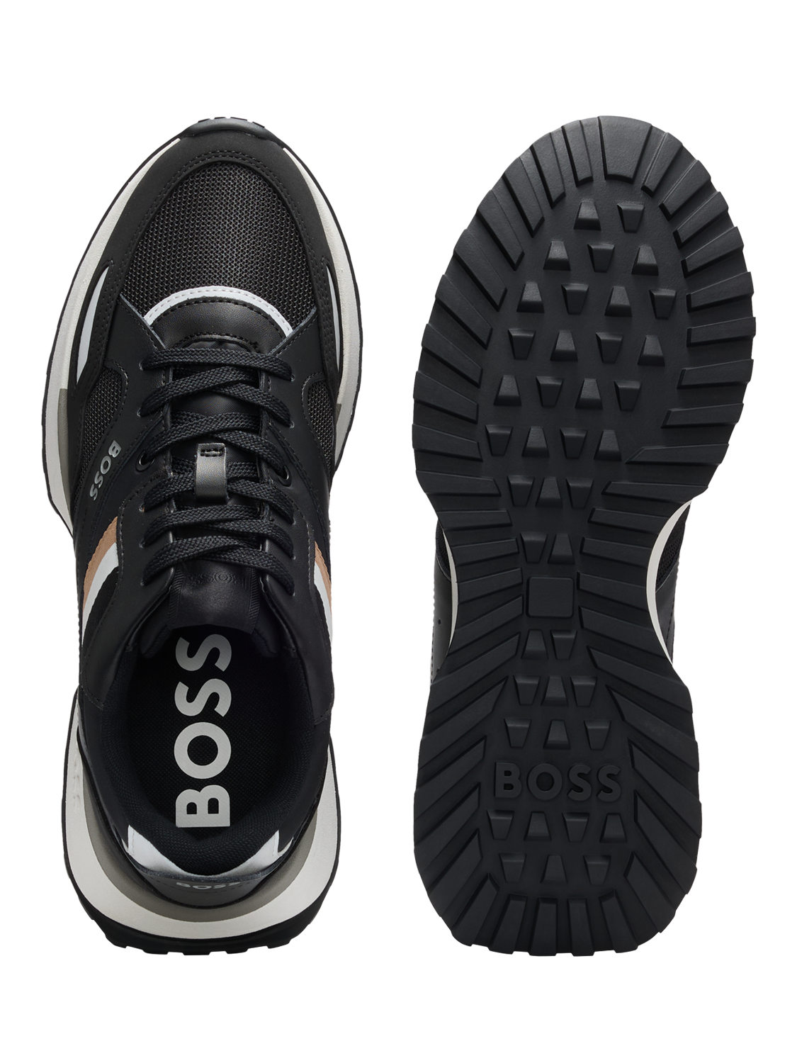 Product image 4 of 5, which shows BOSS Lace-Up Trainers, Black, 6