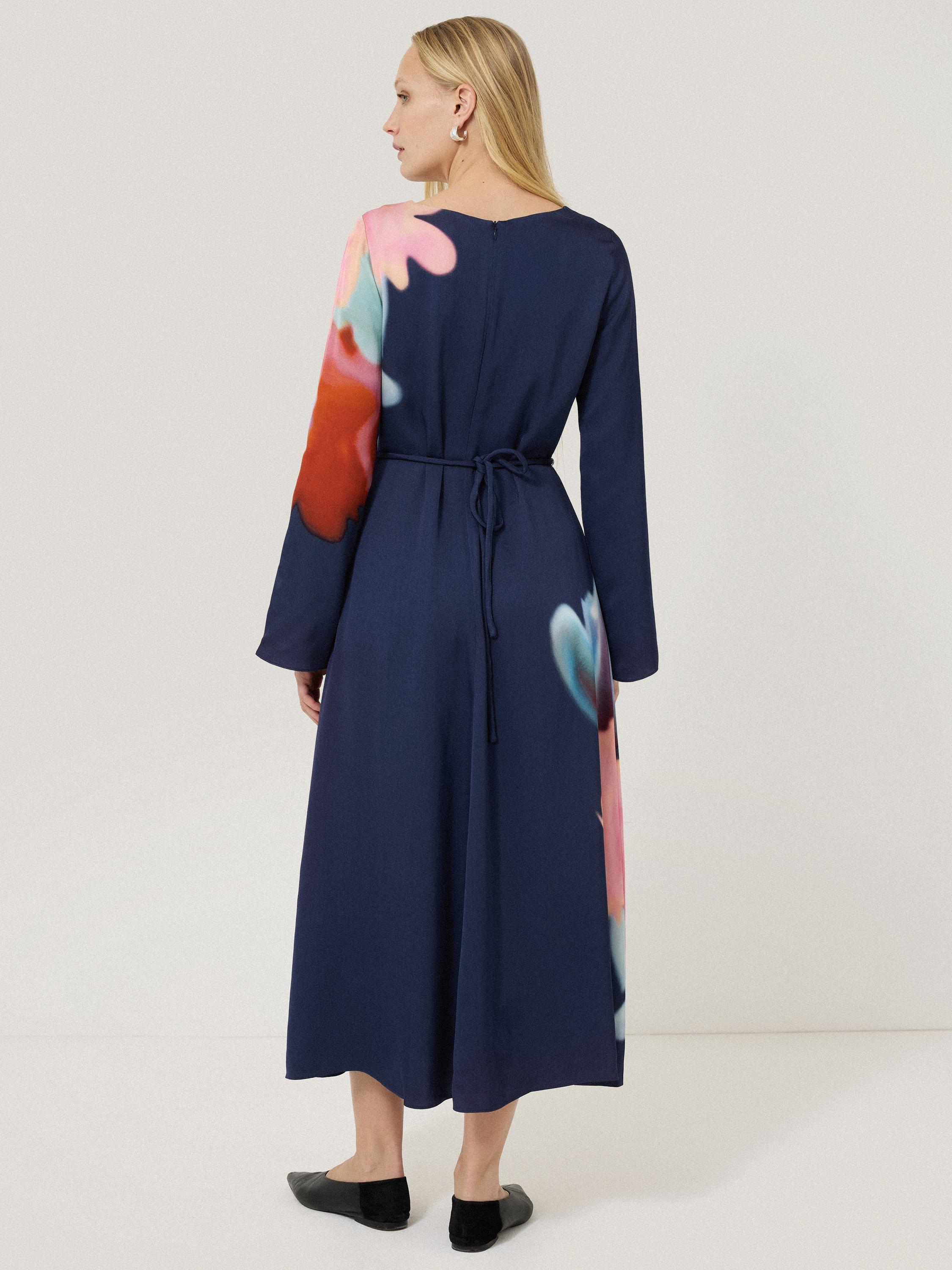 Product image 2 of 5, which shows Jigsaw Dreamy Floral Midi Dress, Navy, 6