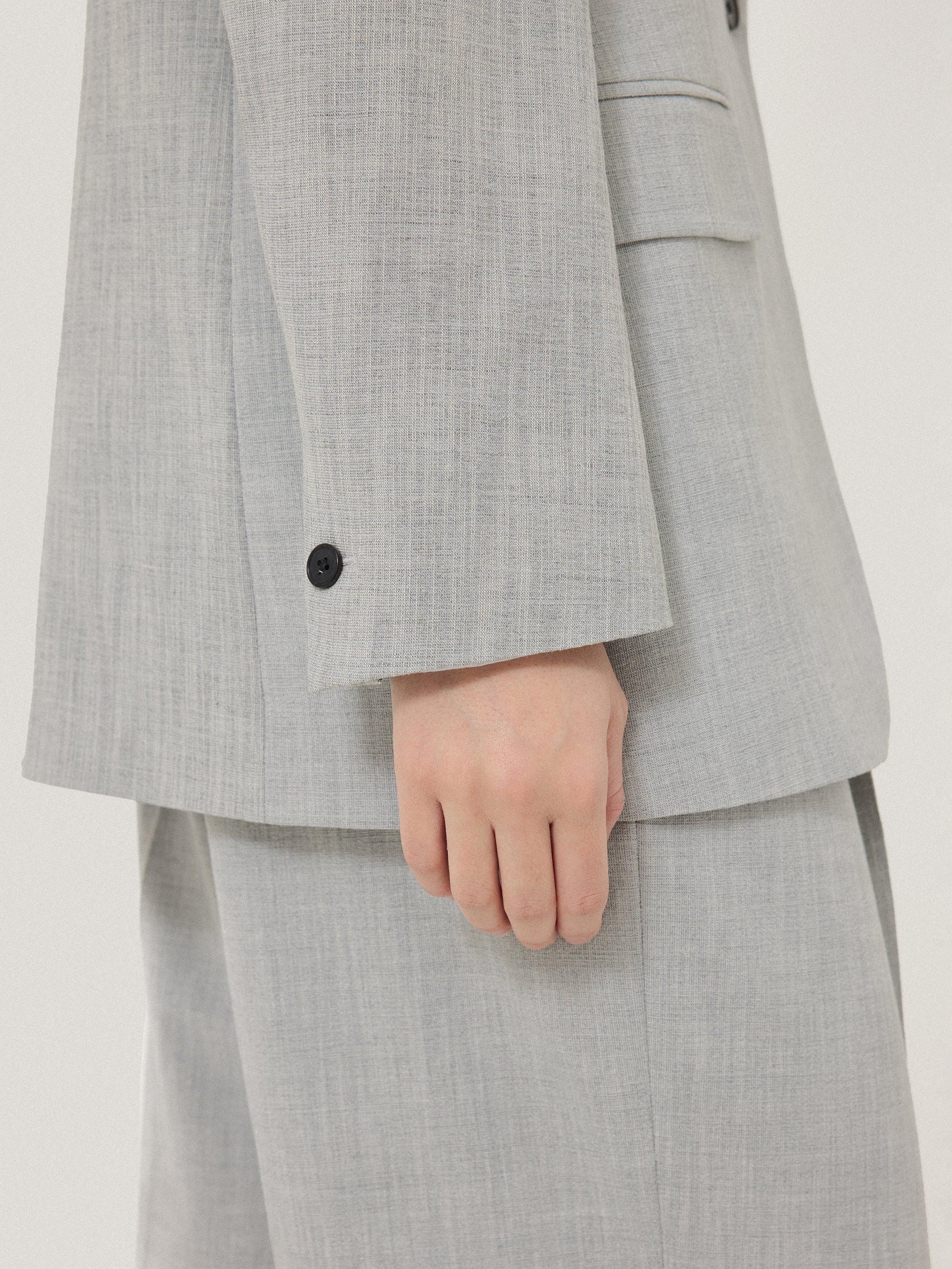Product image 3 of 6, which shows Jigsaw Knox Crosshatch Blazer, Grey, 8