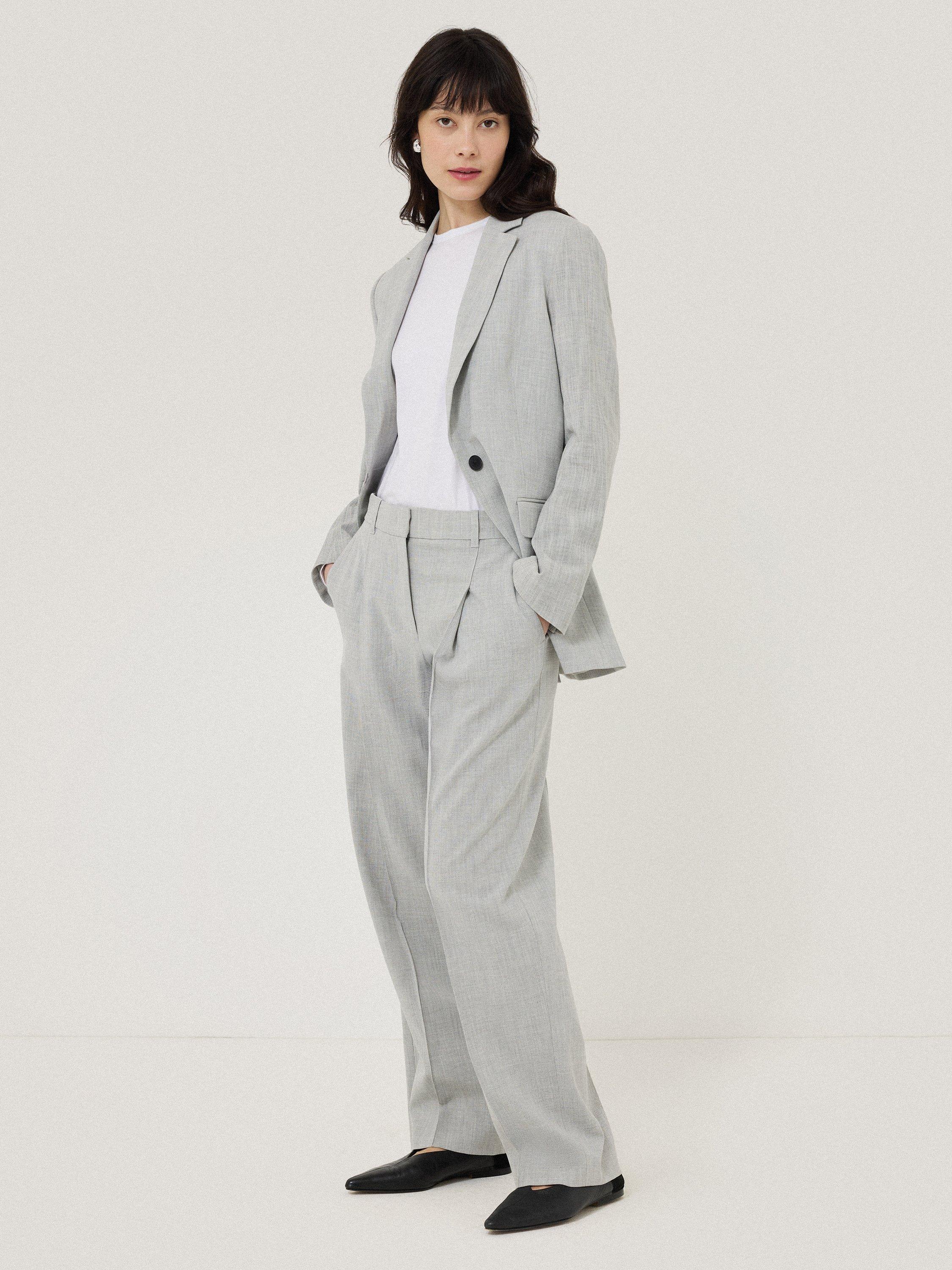 Product image 4 of 6, which shows Jigsaw Knox Crosshatch Blazer, Grey, 8
