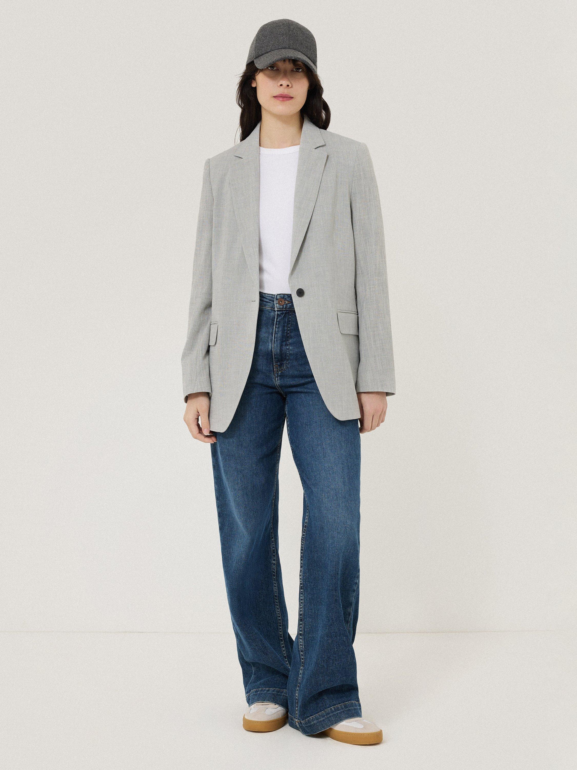 Product image 6 of 6, which shows Jigsaw Knox Crosshatch Blazer, Grey, 8
