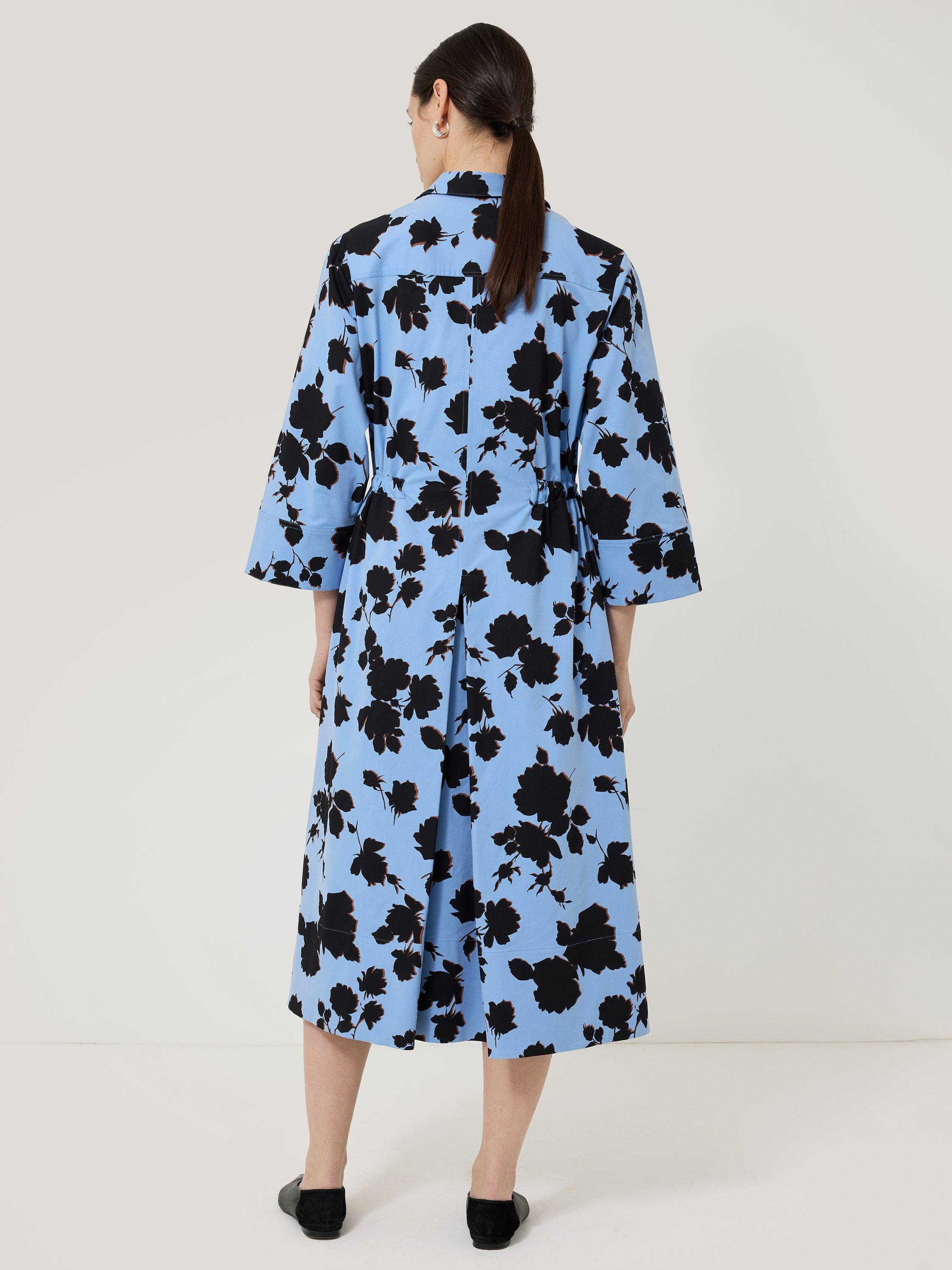 Product image 2 of 6, which shows Jigsaw Monochrome Outline Shirt Dress, Blue, XS