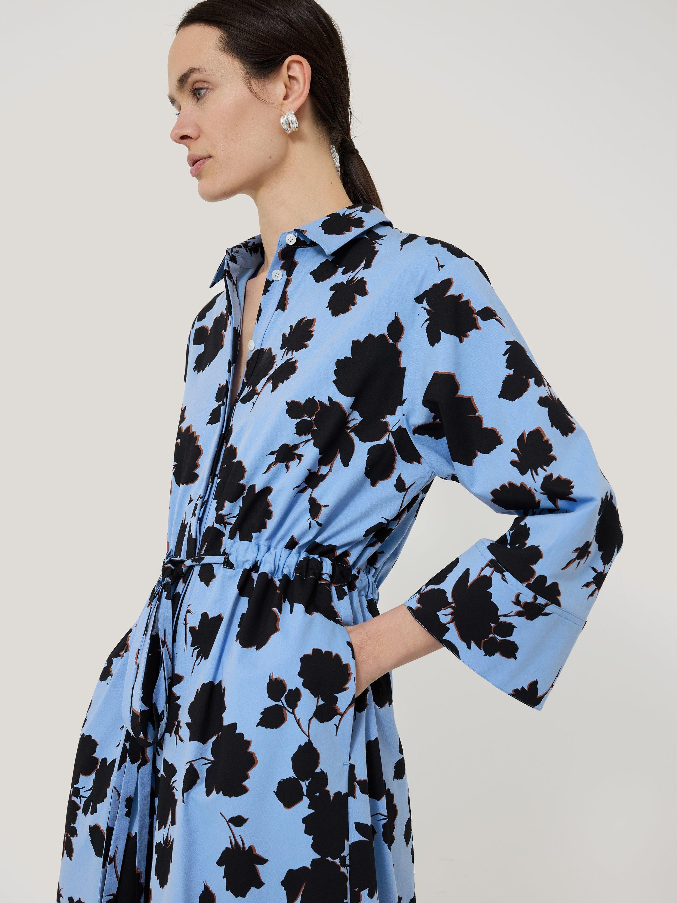Product image 3 of 6, which shows Jigsaw Monochrome Outline Shirt Dress, Blue, XS