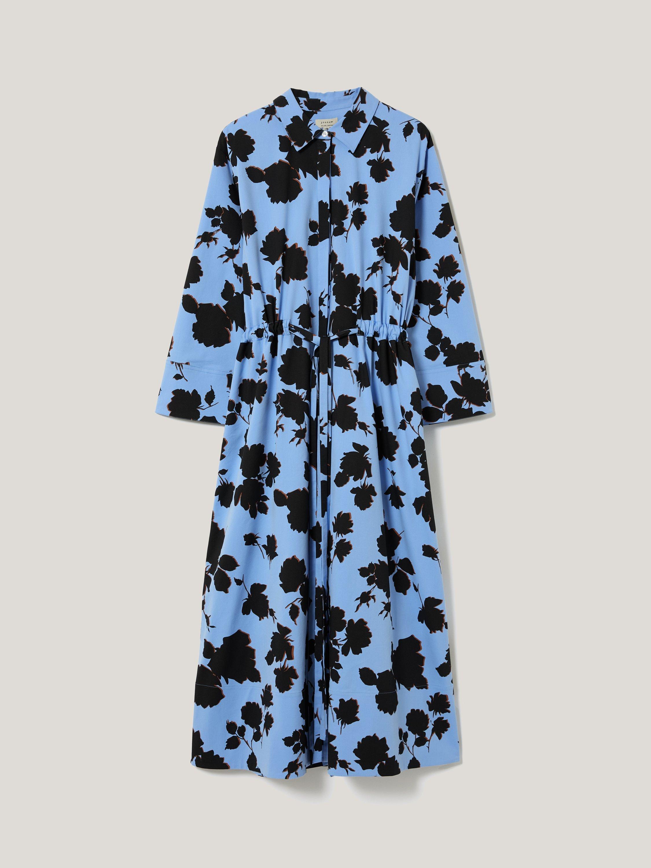 Product image 5 of 6, which shows Jigsaw Monochrome Outline Shirt Dress, Blue, XS