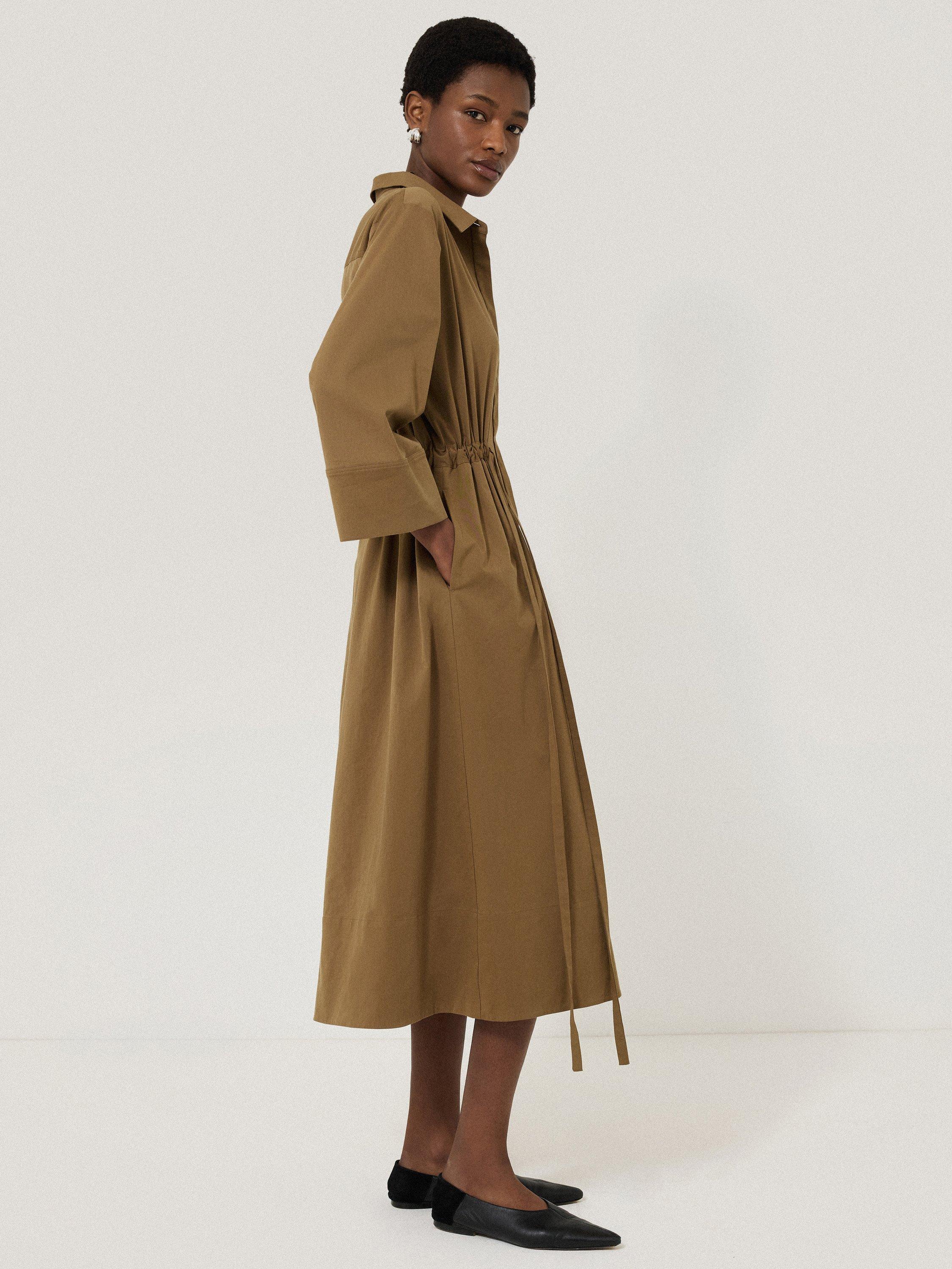 Product image 4 of 6, which shows Jigsaw Tie Waist Shirt Dress, Khaki, S