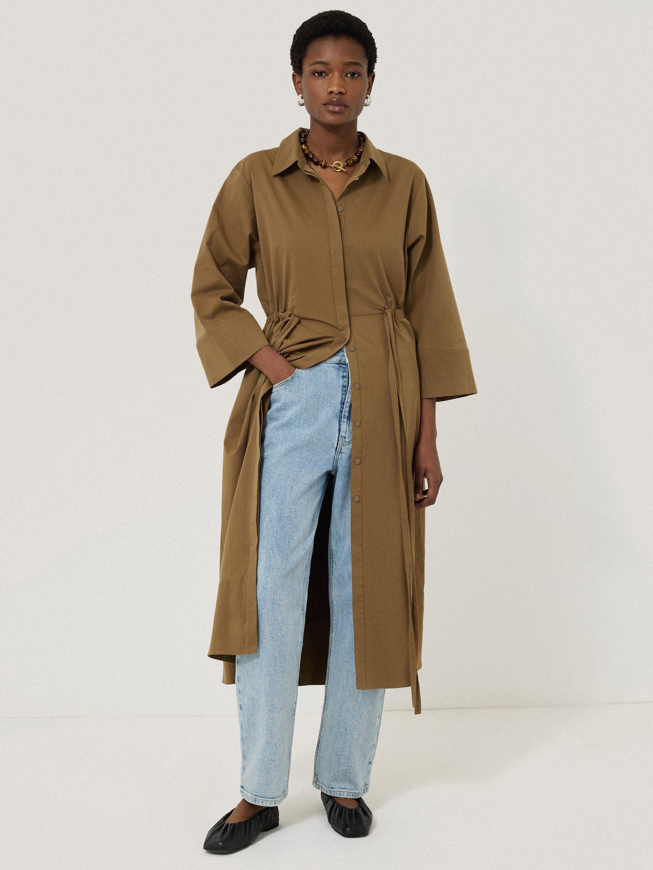 Product image 5 of 6, which shows Jigsaw Tie Waist Shirt Dress, Khaki, S