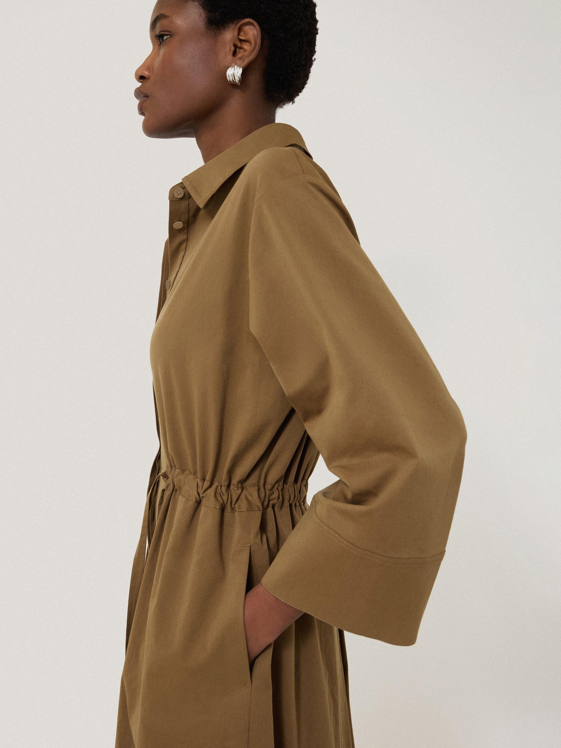 Product image 6 of 6, which shows Jigsaw Tie Waist Shirt Dress, Khaki, S