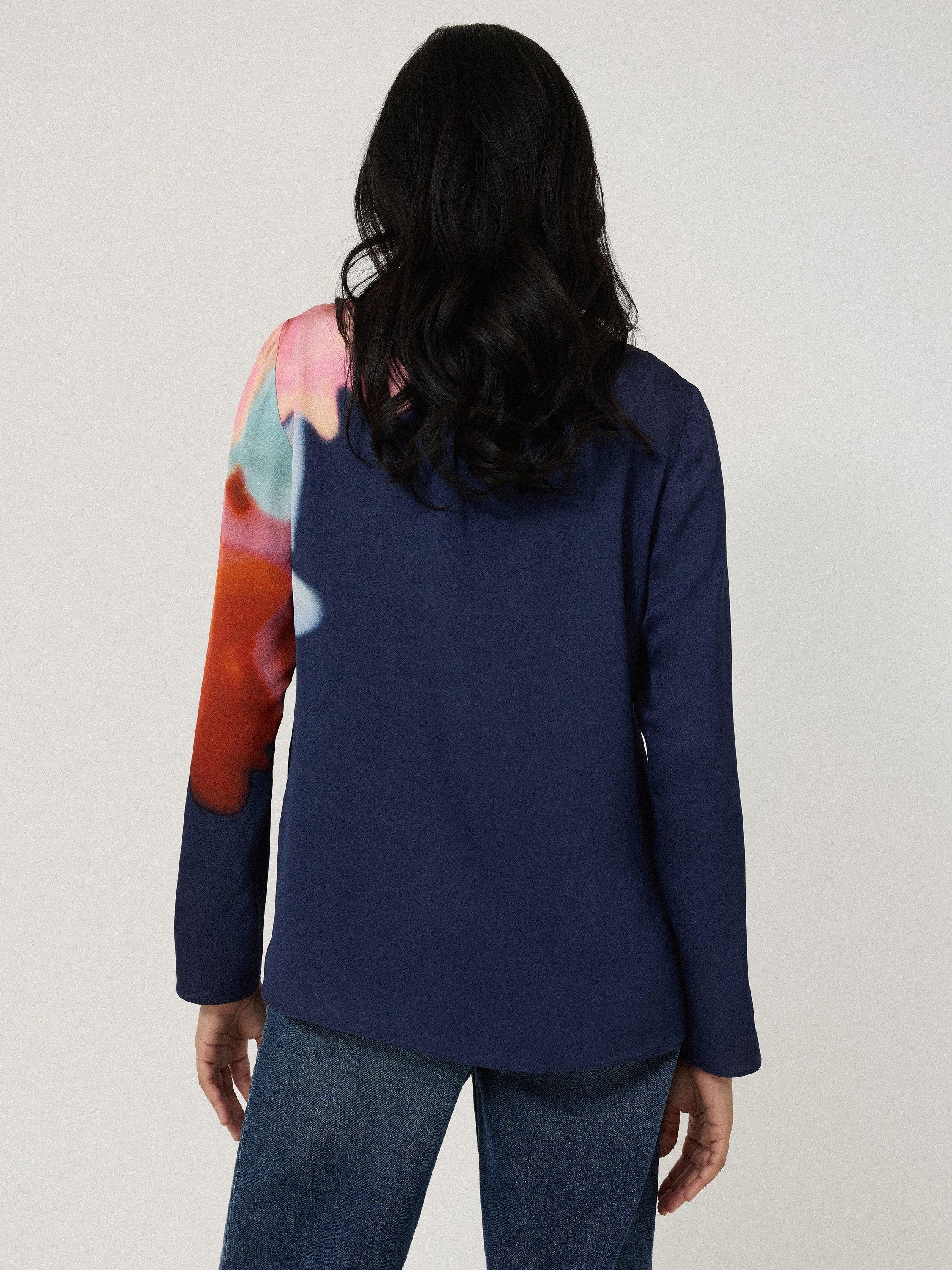 Product image 2 of 6, which shows Jigsaw Dreamy Floral Boat Neck Top, Navy, 8