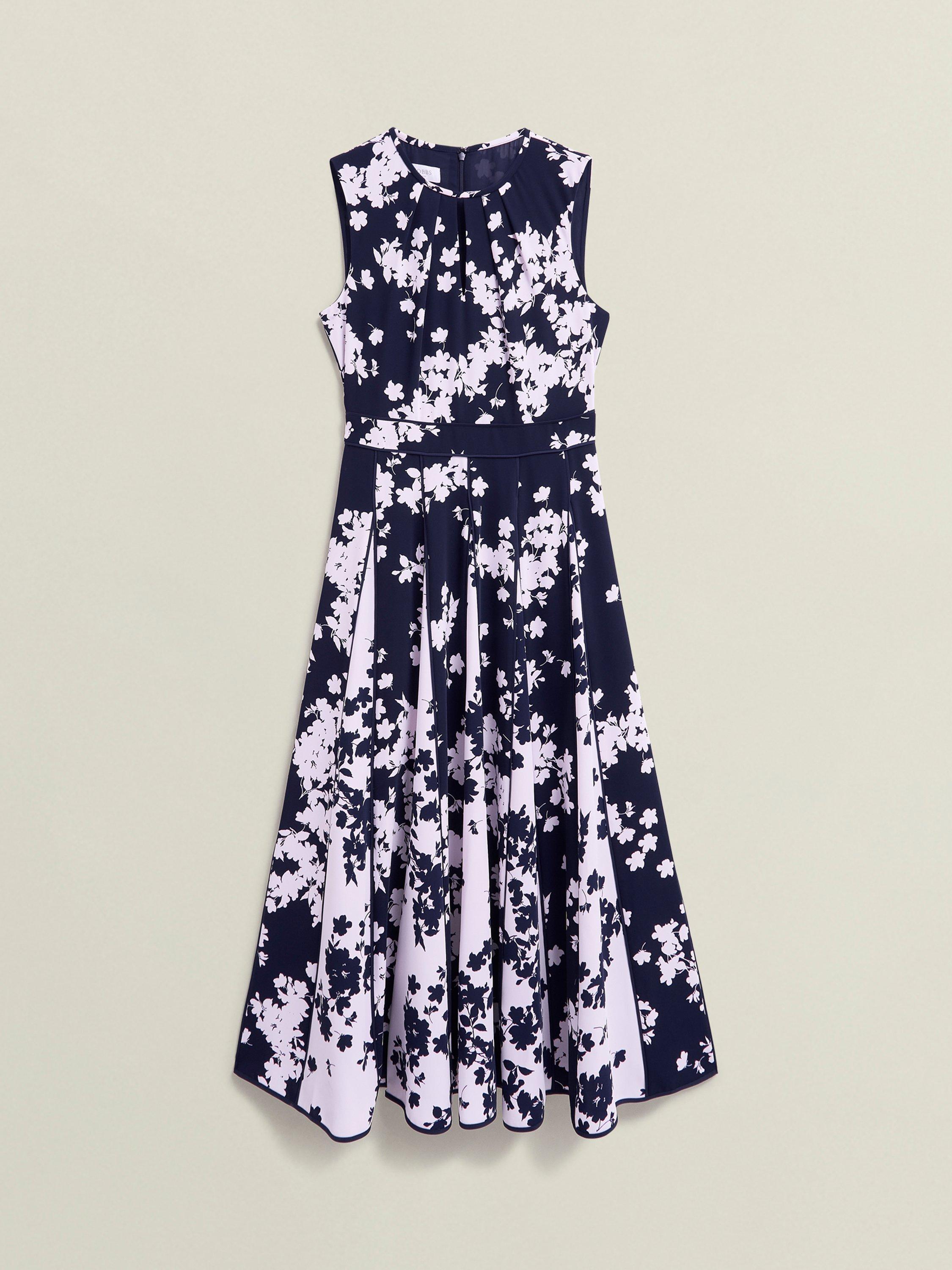 Product image 4 of 7, which shows Hobbs Angelica Floral Print Dress, Midnight/Pink, 6