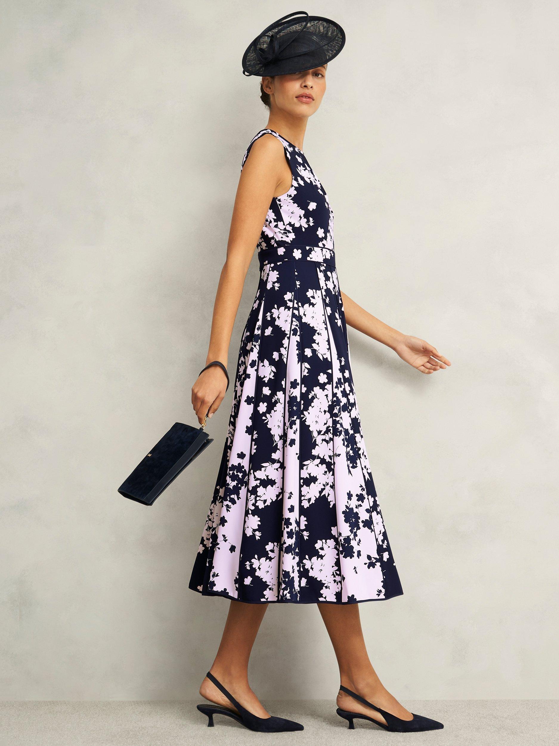 Product image 6 of 7, which shows Hobbs Angelica Floral Print Dress, Midnight/Pink, 6