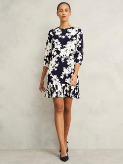 Hobbs Liana Floral Tunic Dress, Midnight Ivory, Midnight Ivory