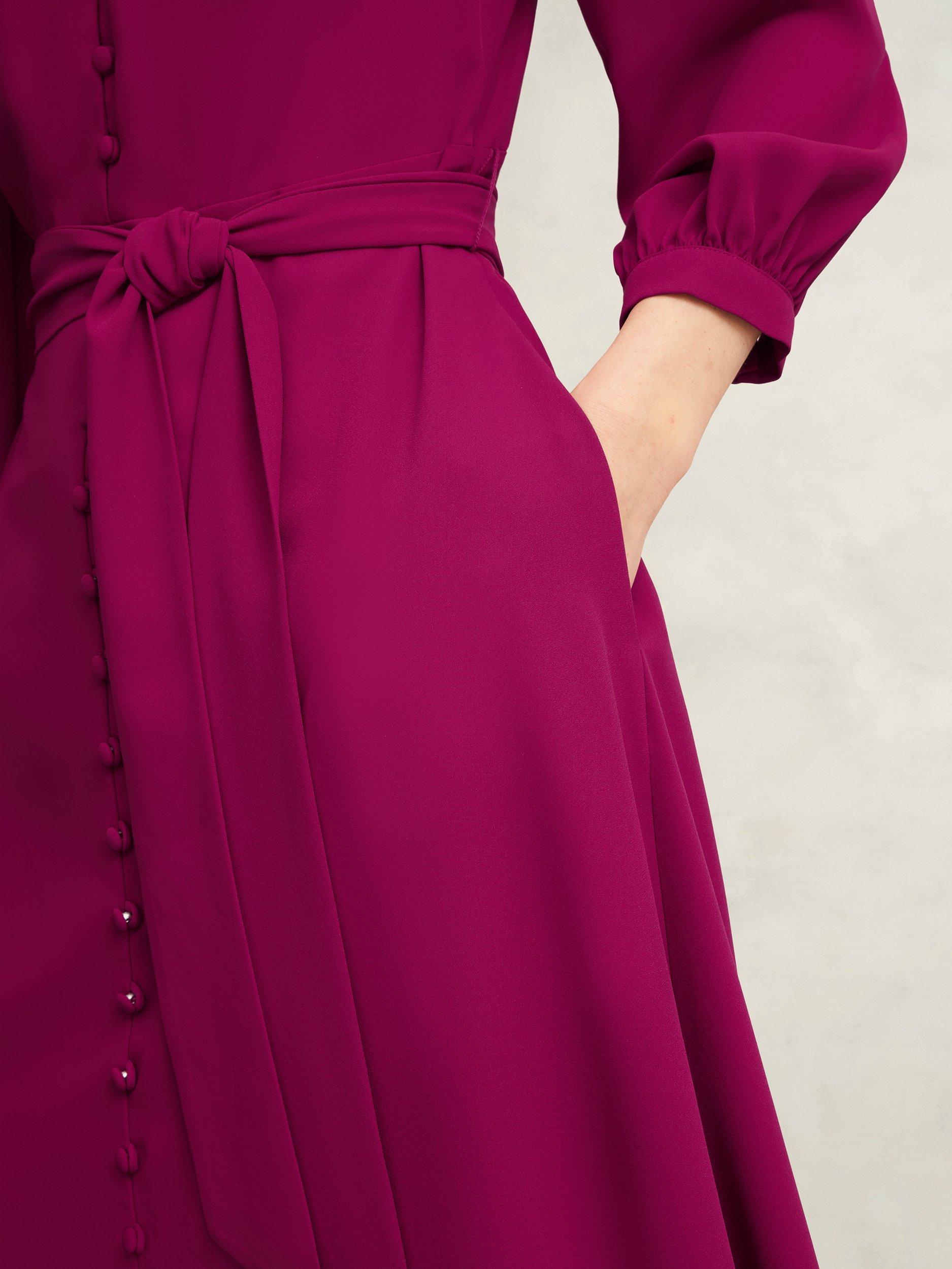 Product image 3 of 7, which shows Hobbs Magnolia Tie Waist Dress, Cerise Pink, 8