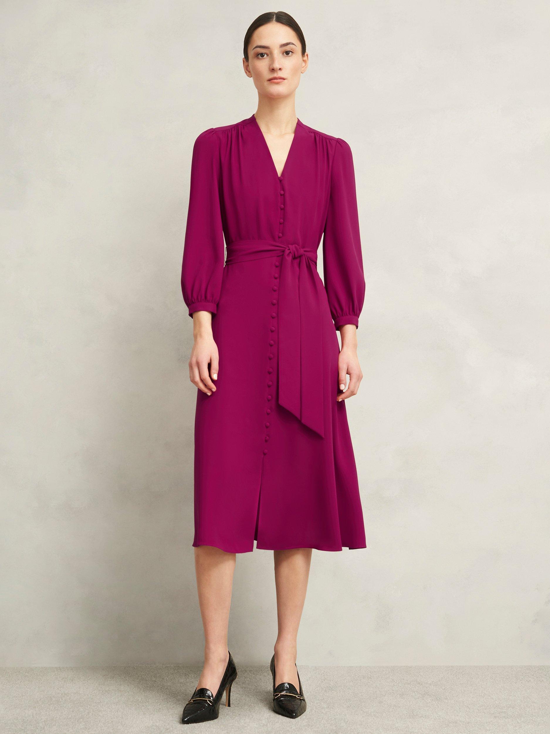 Product image 6 of 7, which shows Hobbs Magnolia Tie Waist Dress, Cerise Pink, 8