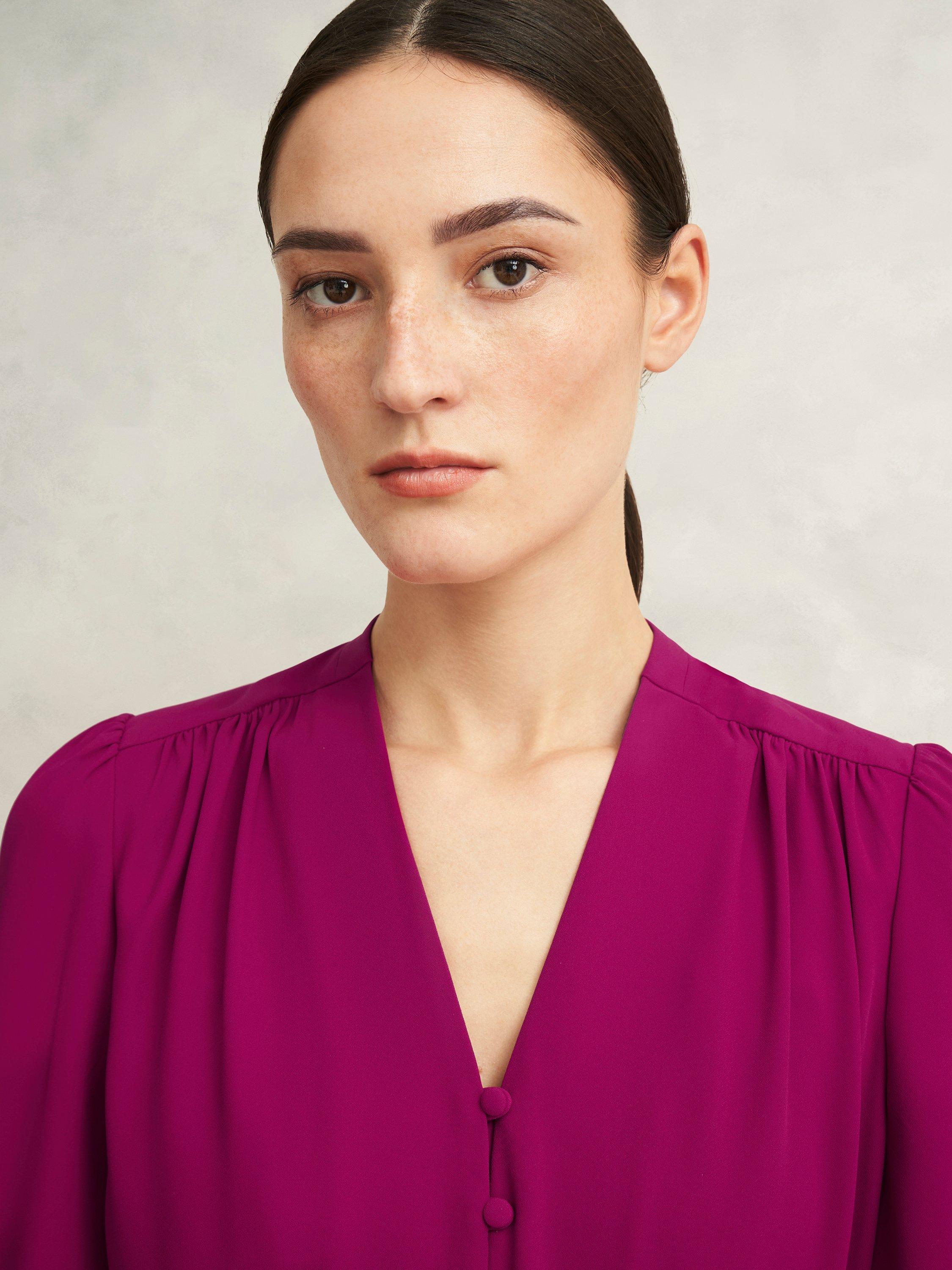 Product image 7 of 7, which shows Hobbs Magnolia Tie Waist Dress, Cerise Pink, 8