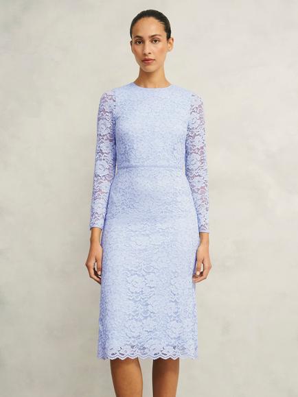 Hobbs Ottilie Floral Lace Shift Dress, Pale Blue, Pale Blue