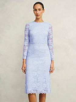 Hobbs Petite Ottilie Floral Lace Shift Dress, Pale Blue, Pale Blue