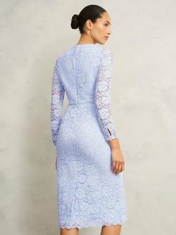 Hobbs Petite Ottilie Floral Lace Shift Dress, Pale Blue - view 2, Pale Blue