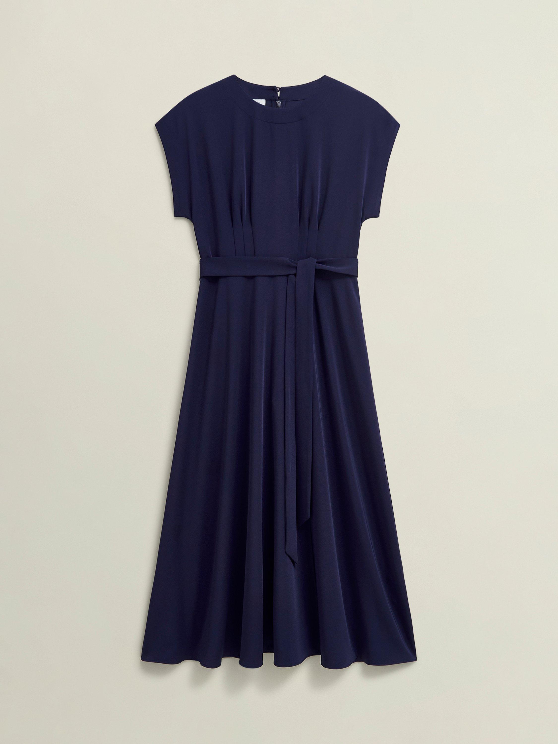 Product image 4 of 6, which shows Hobbs Petite Radclyffe Flared Dress, Midnight, 10