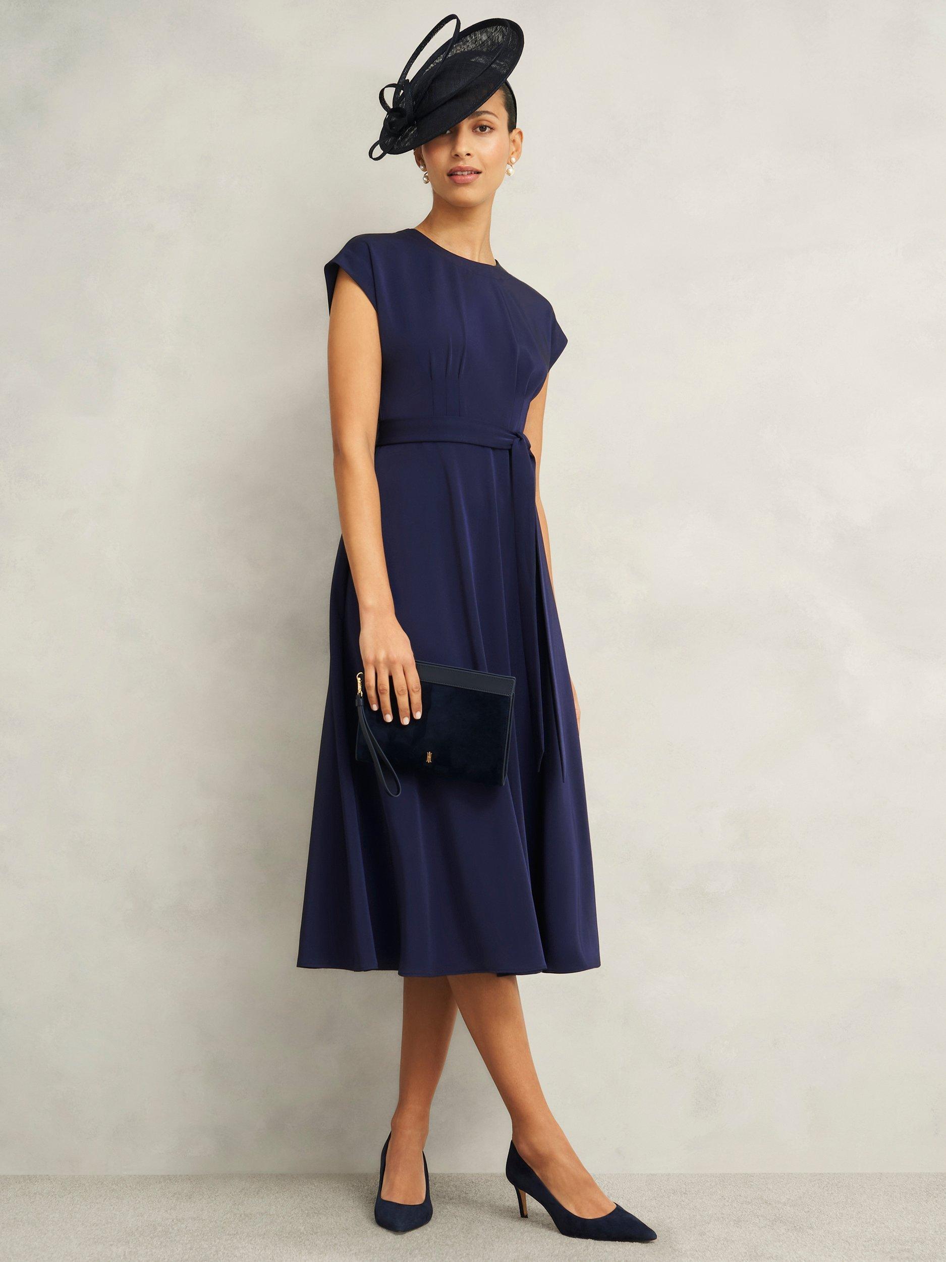Product image 6 of 6, which shows Hobbs Petite Radclyffe Flared Dress, Midnight, 10